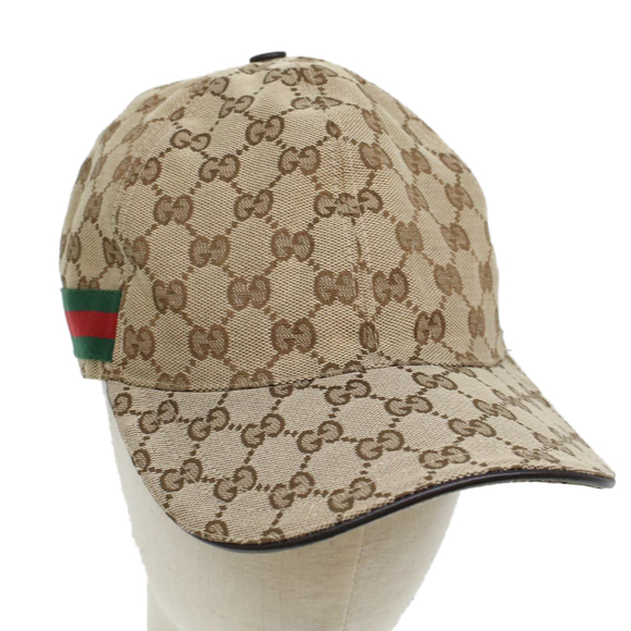 Gucci Accessories - GUCCI GG Canvas Web Sherry Line Cap L Beige Red Green 200035 Auth ki2941